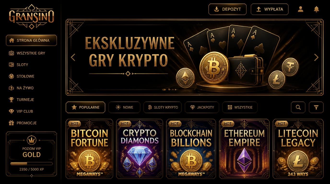 Widok gier i płatności krypto w aplikacji